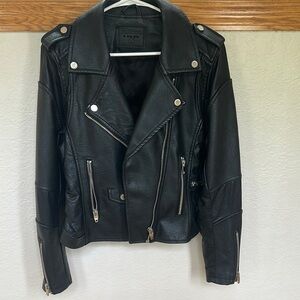 Blank NYC Black Leather Moto Jacket Asymmetrical Design
